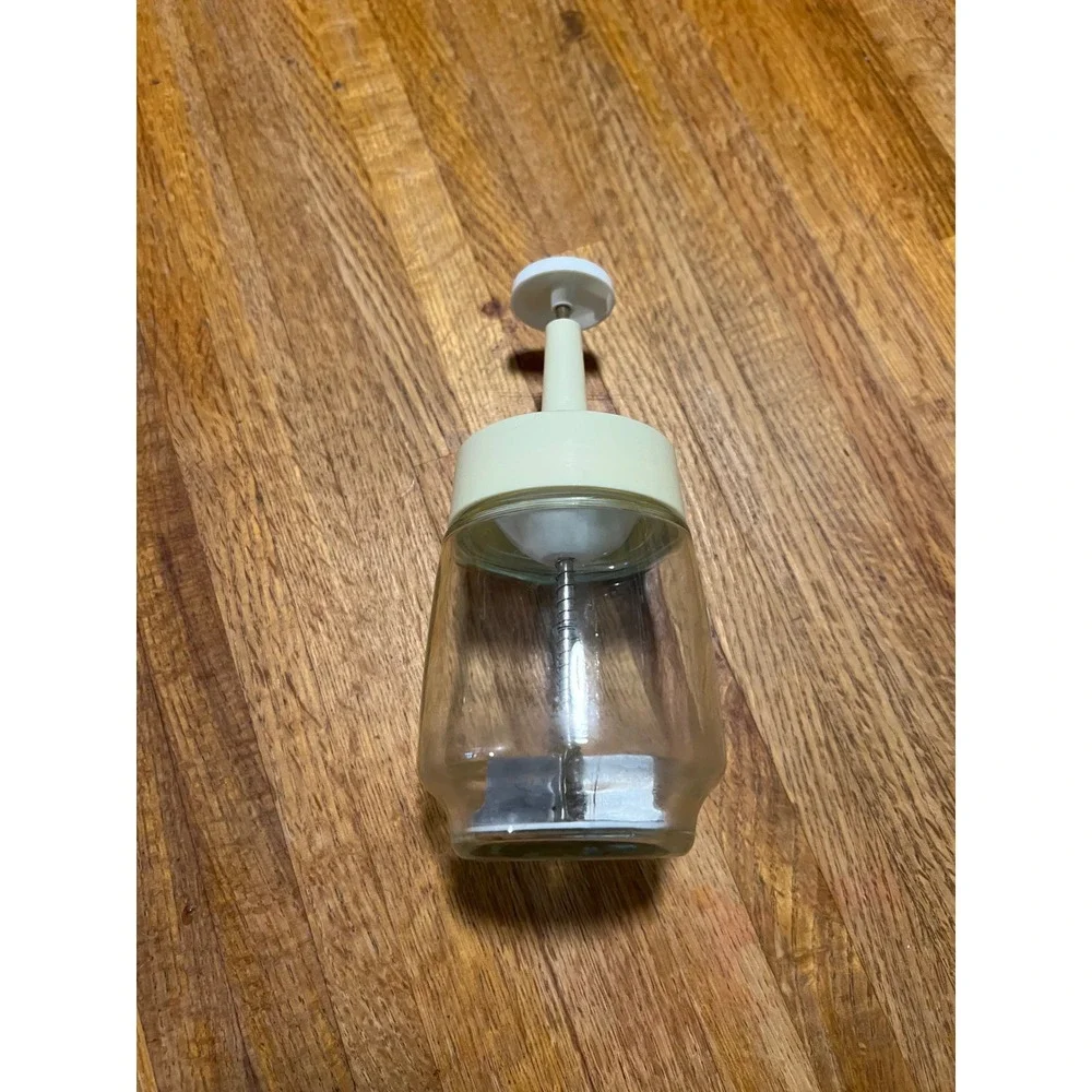 Vintage Manual Nut Vegetable Food Chopper Glass Jar Cream‎ Plunger Retro Kitchen